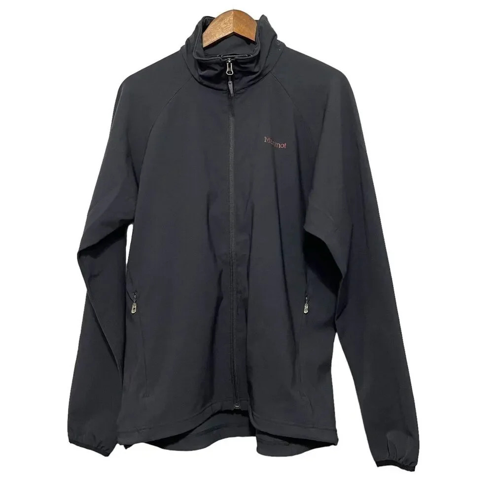 Marmot Softshell Jacket Mens Large Black Full Zip Hiking Athletic Gorpcore